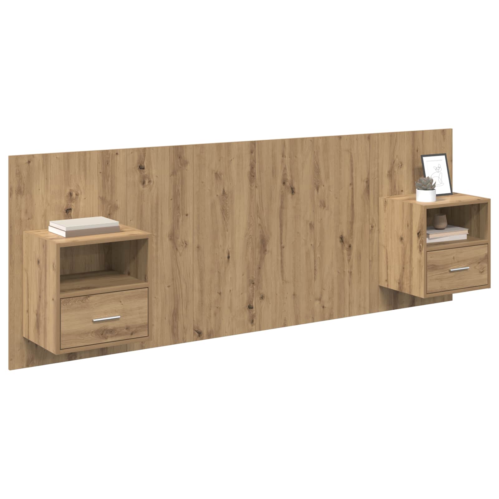 Kopfteil mit Schrank 3 stk. Artisan-Eiche Holzwerkstoff