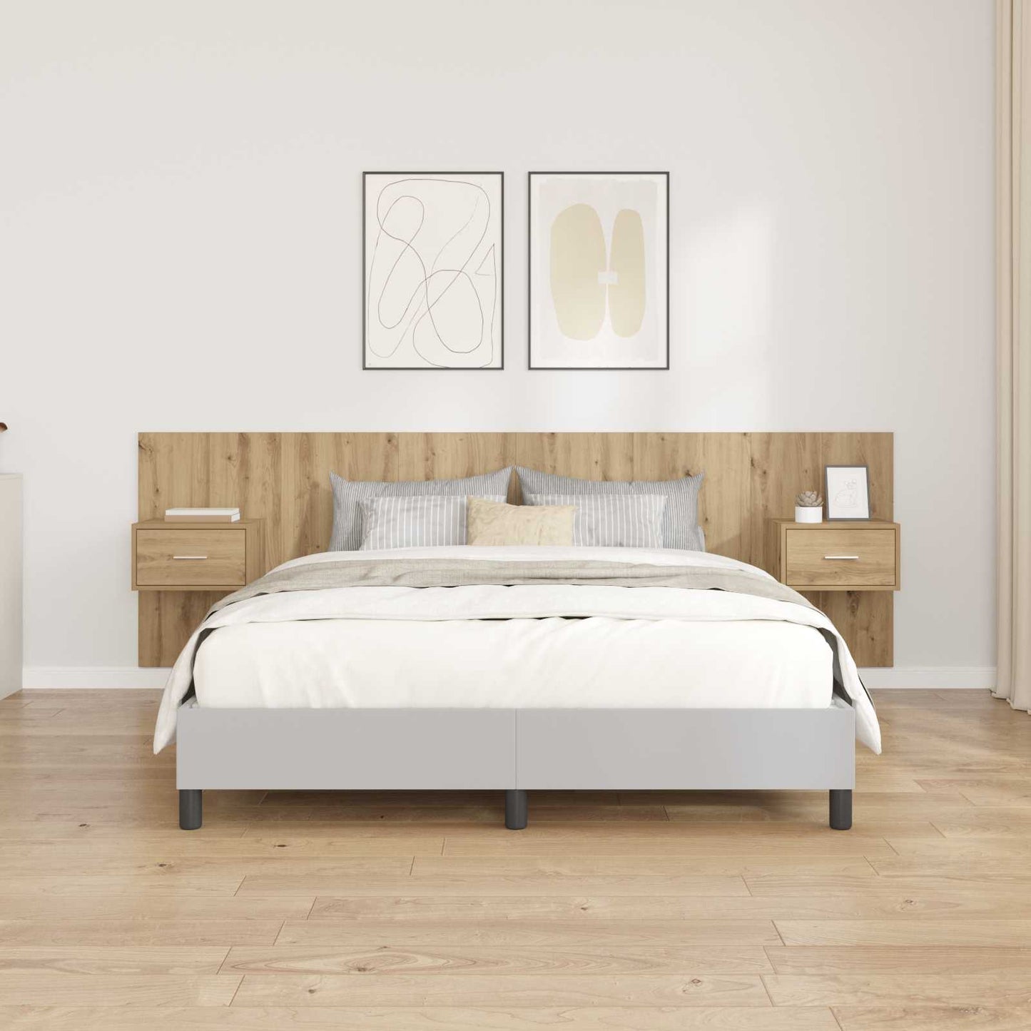 Kopfteil mit Schrank 3 stk. Artisan-Eiche Holzwerkstoff