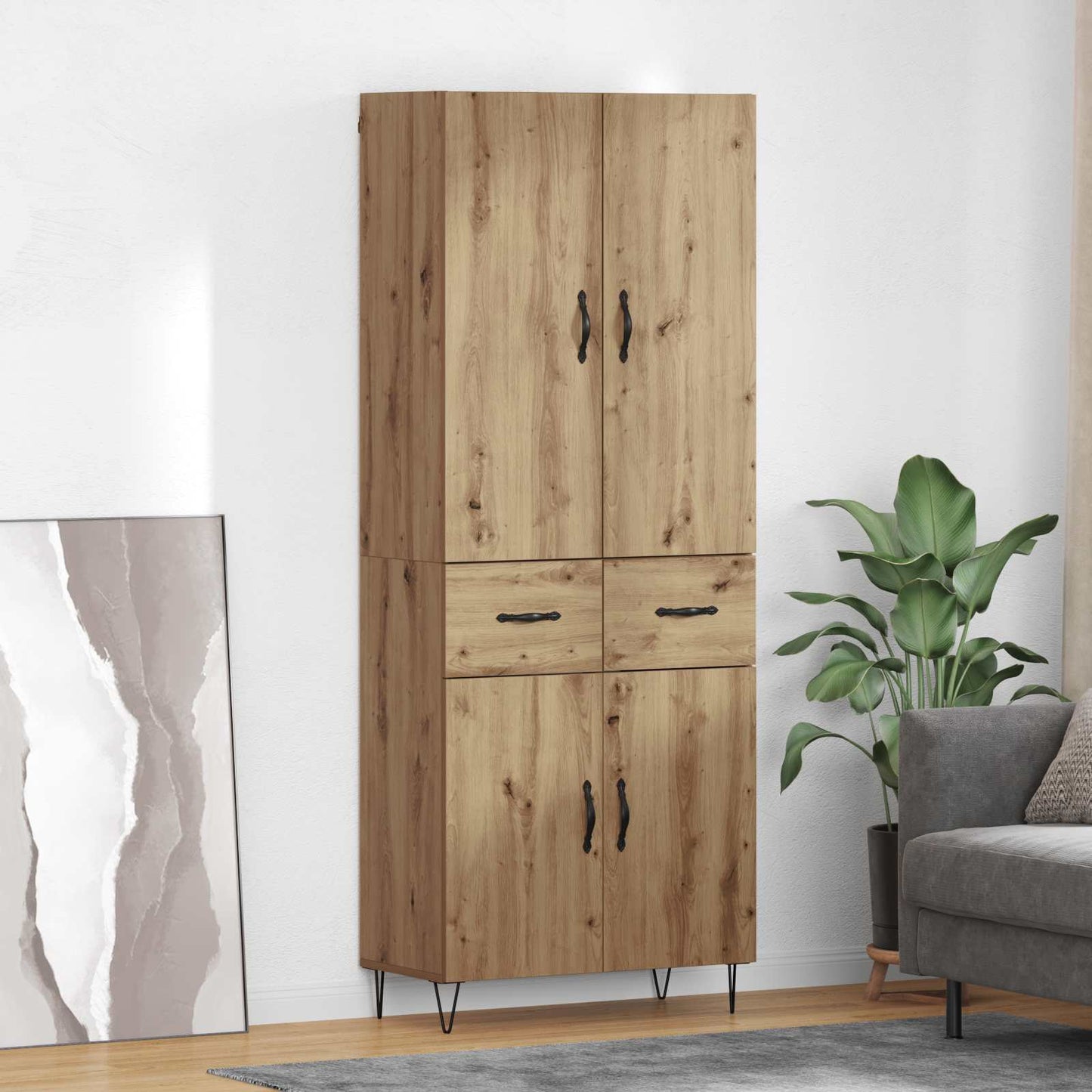 Highboard 2 stk. Artisan-Eiche 69,5 x 34 x 180 cm Holzwerkstoff