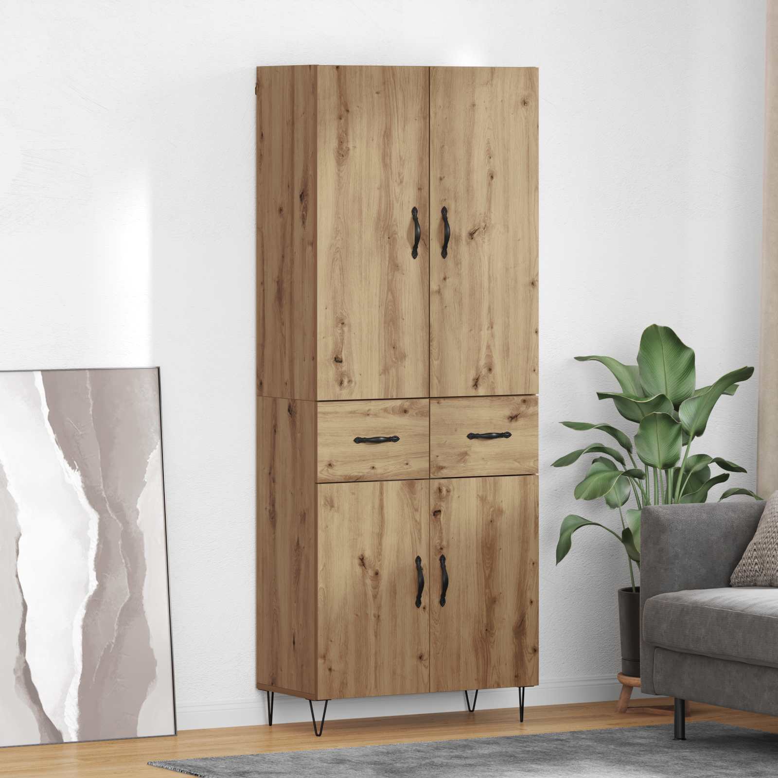 Highboard 2 stk. Artisan-Eiche 69,5 x 34 x 180 cm Holzwerkstoff