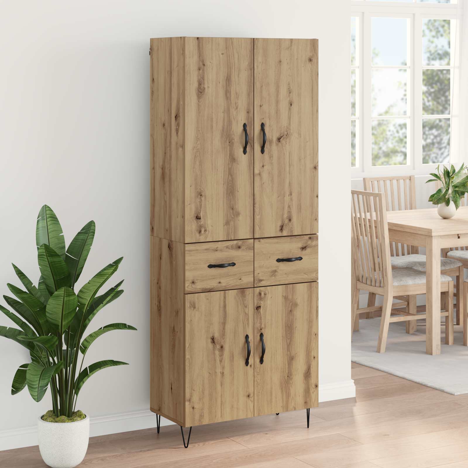 Highboard 2 stk. Artisan-Eiche 69,5 x 34 x 180 cm Holzwerkstoff