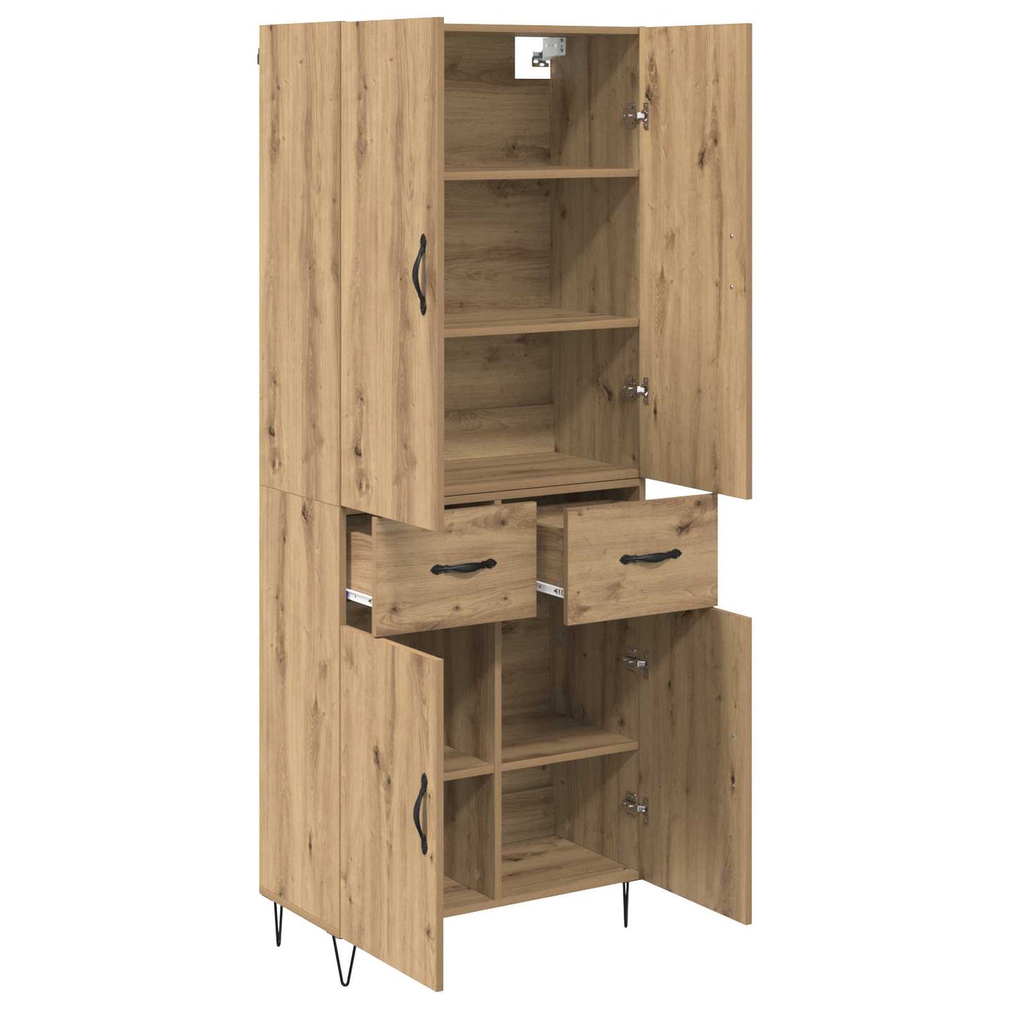 Highboard 2 stk. Artisan-Eiche 69,5 x 34 x 180 cm Holzwerkstoff