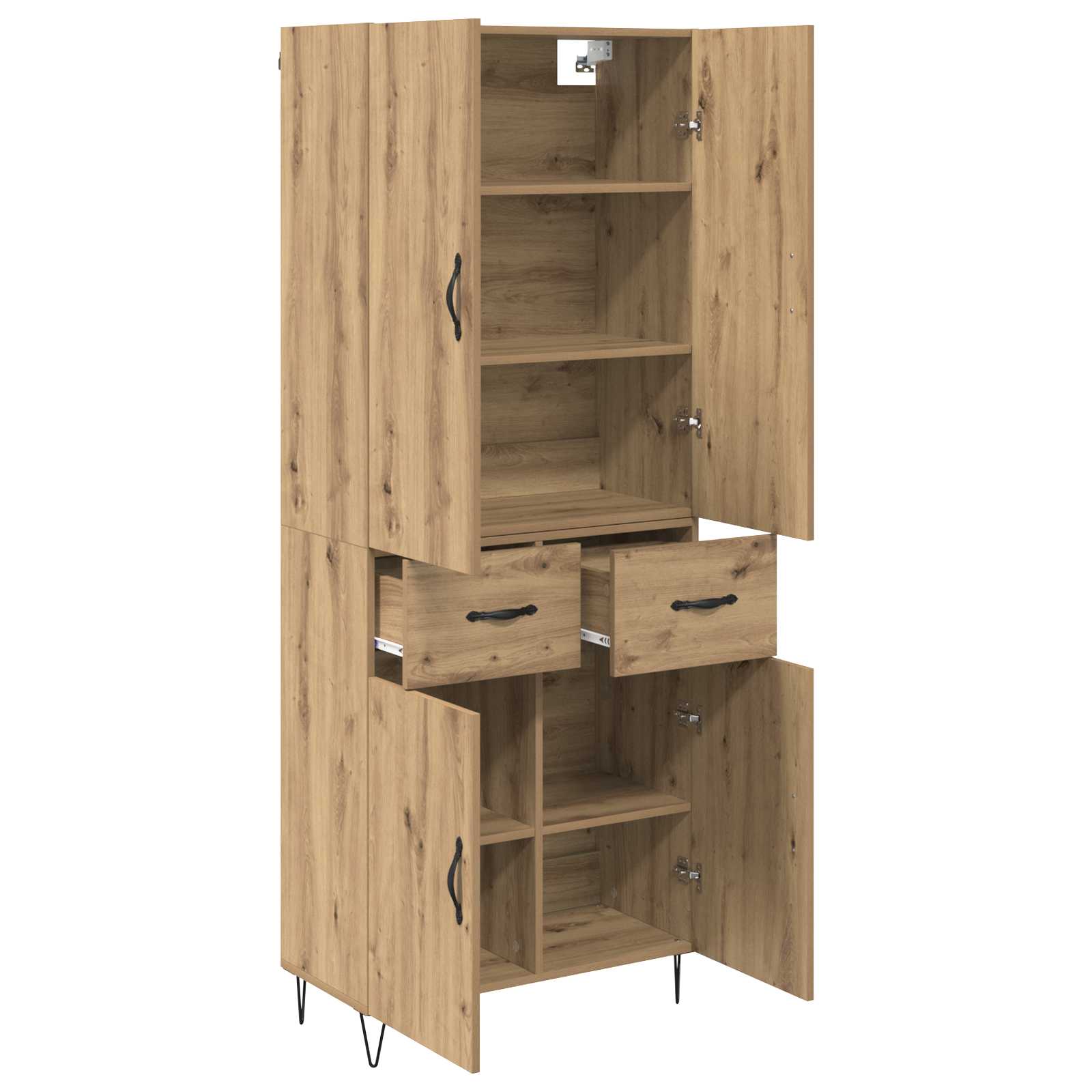Highboard 2 stk. Artisan-Eiche 69,5 x 34 x 180 cm Holzwerkstoff