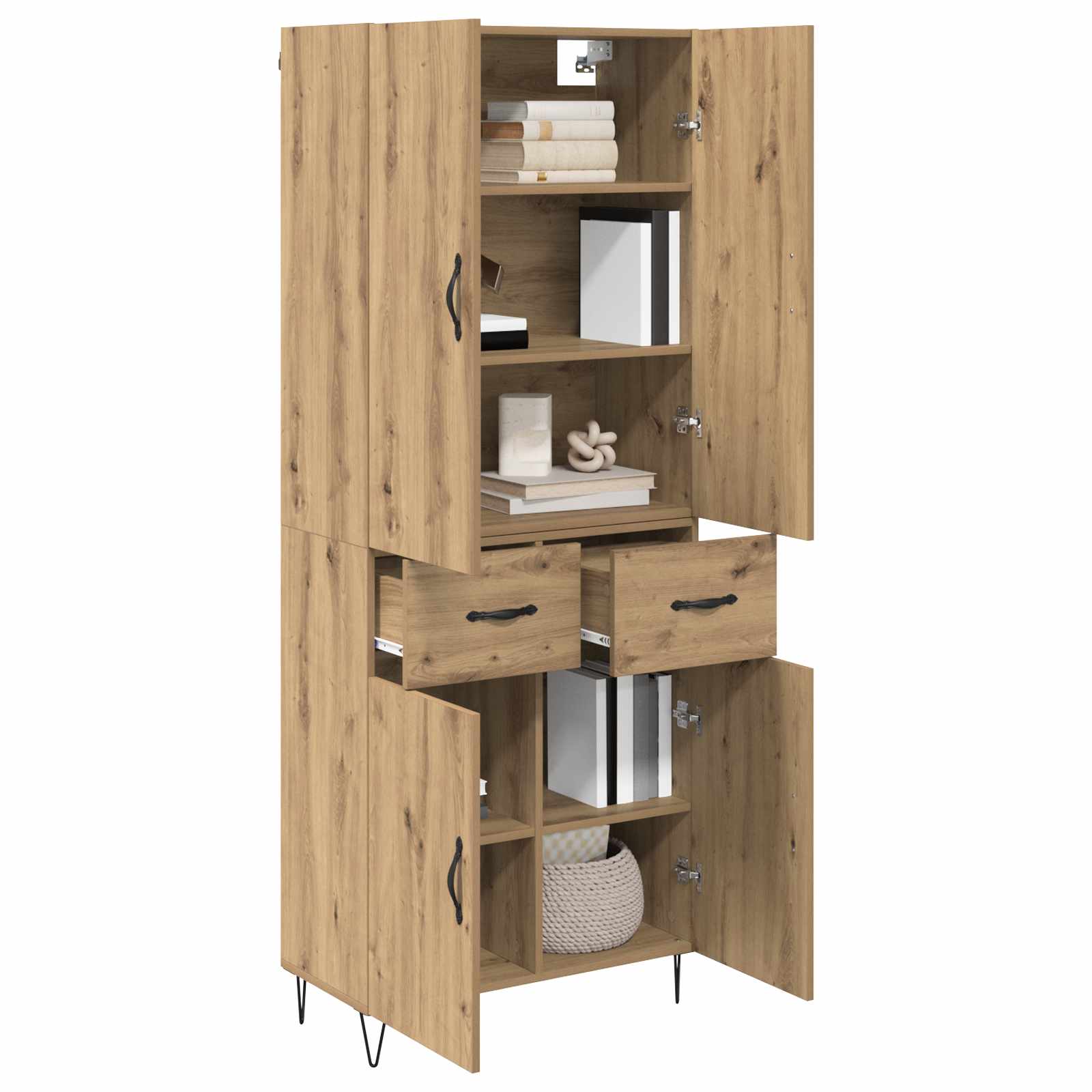 Highboard 2 stk. Artisan-Eiche 69,5 x 34 x 180 cm Holzwerkstoff