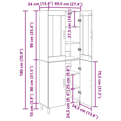 Highboard Artisan-Eiche 69,5 x 34 x 180 cm