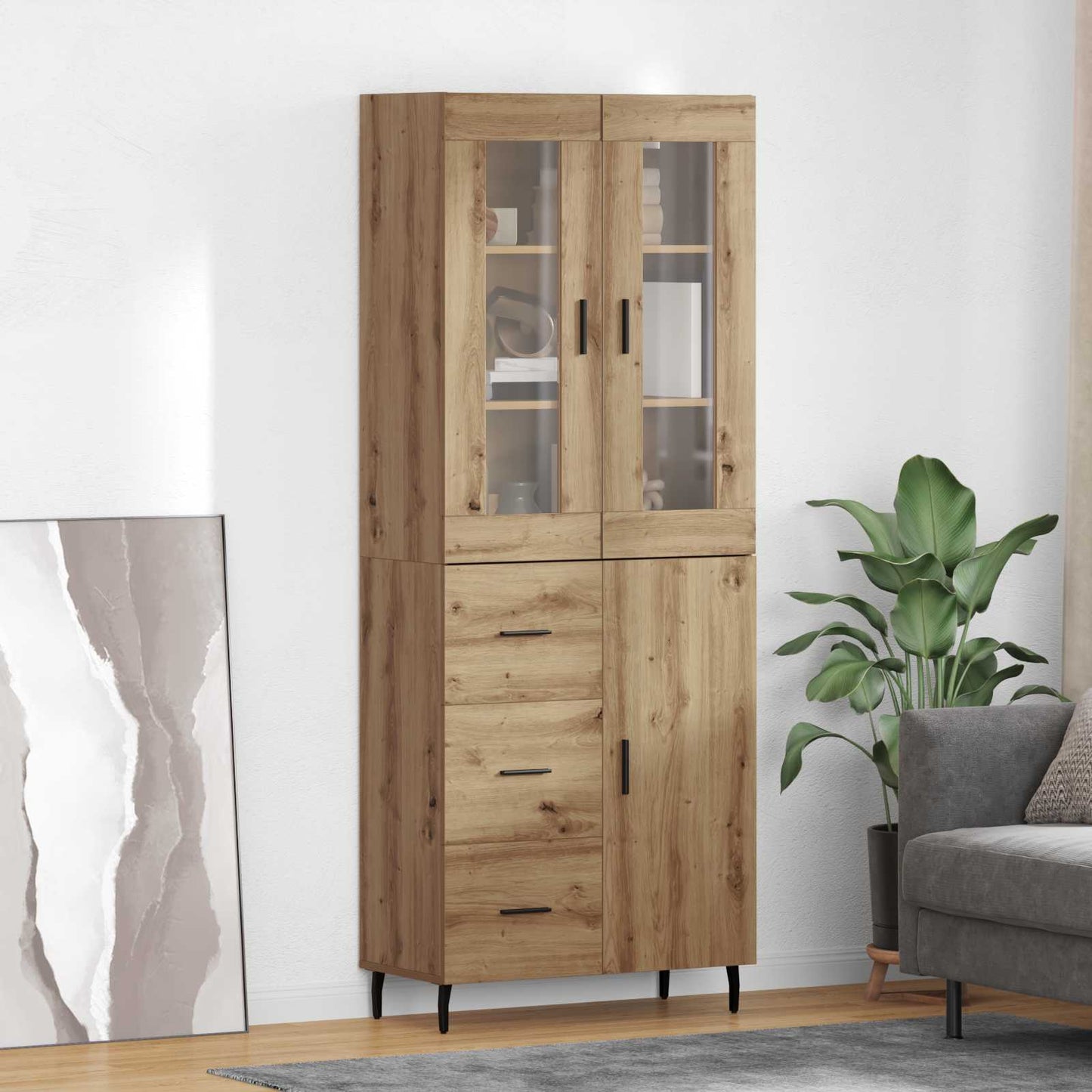 Highboard 2 stk. Artisan-Eiche 69,5 x 34 x 180 cm Holzwerkstoff