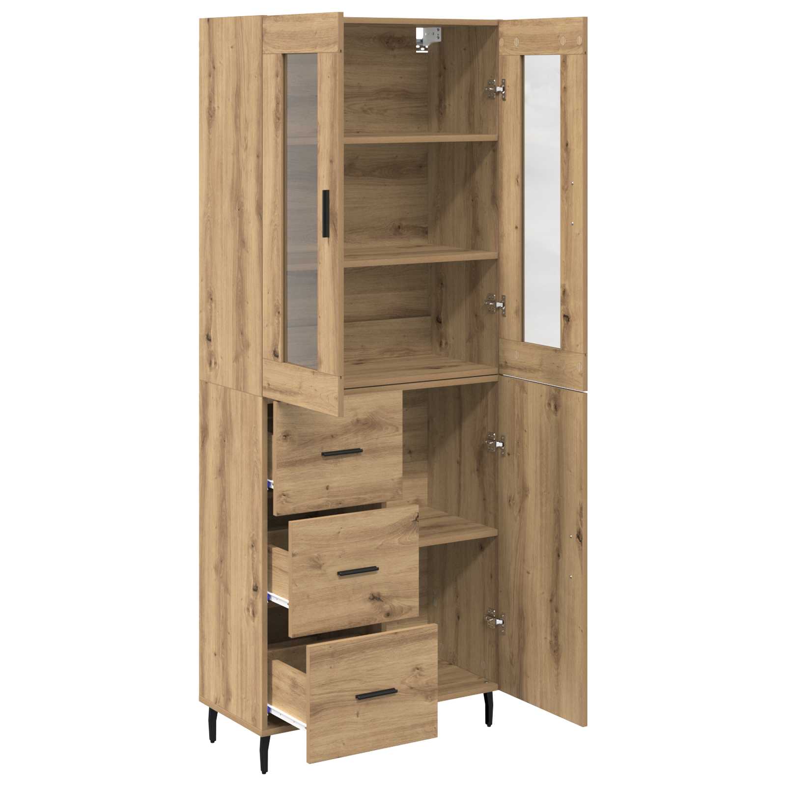 Highboard 2 stk. Artisan-Eiche 69,5 x 34 x 180 cm Holzwerkstoff