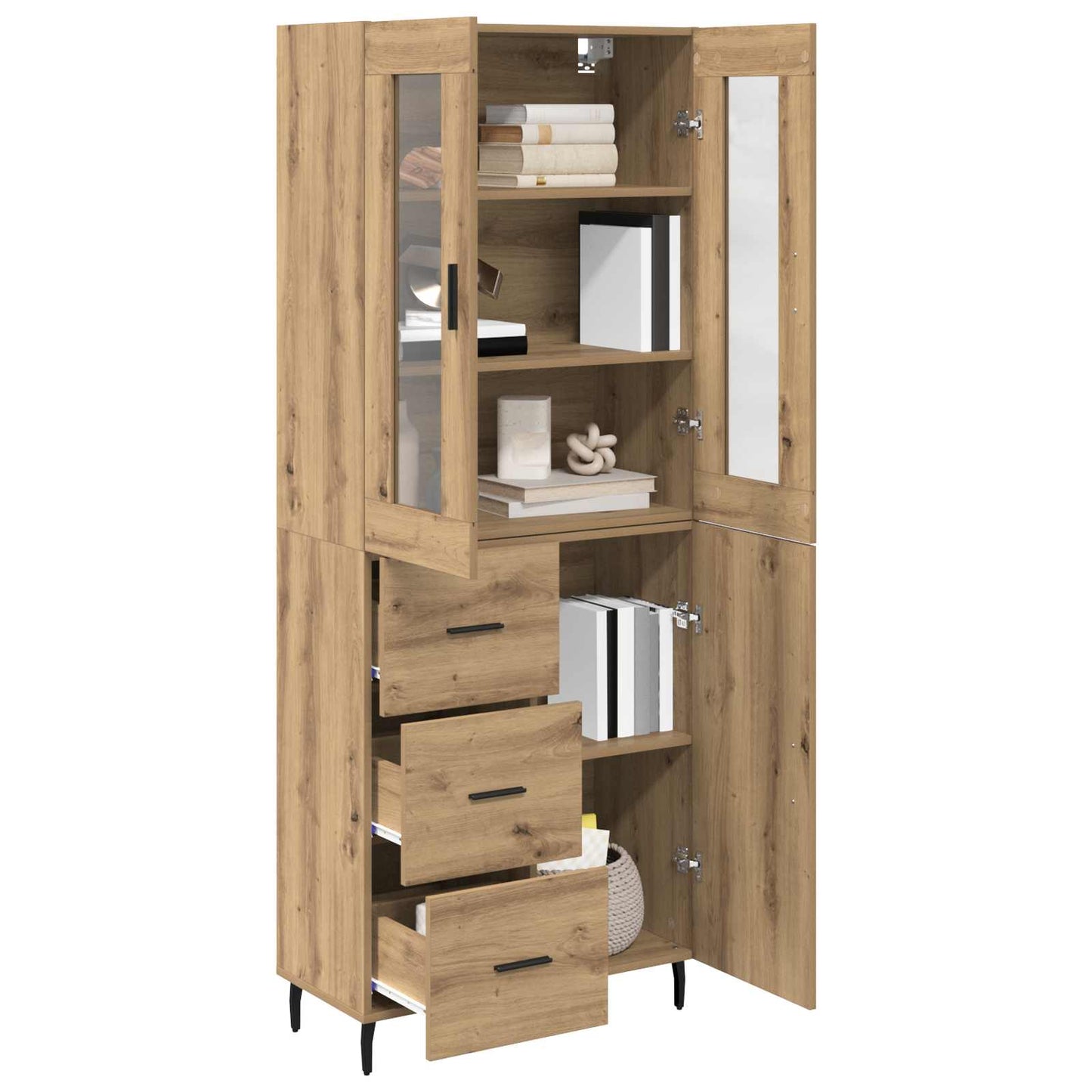 Highboard 2 stk. Artisan-Eiche 69,5 x 34 x 180 cm Holzwerkstoff