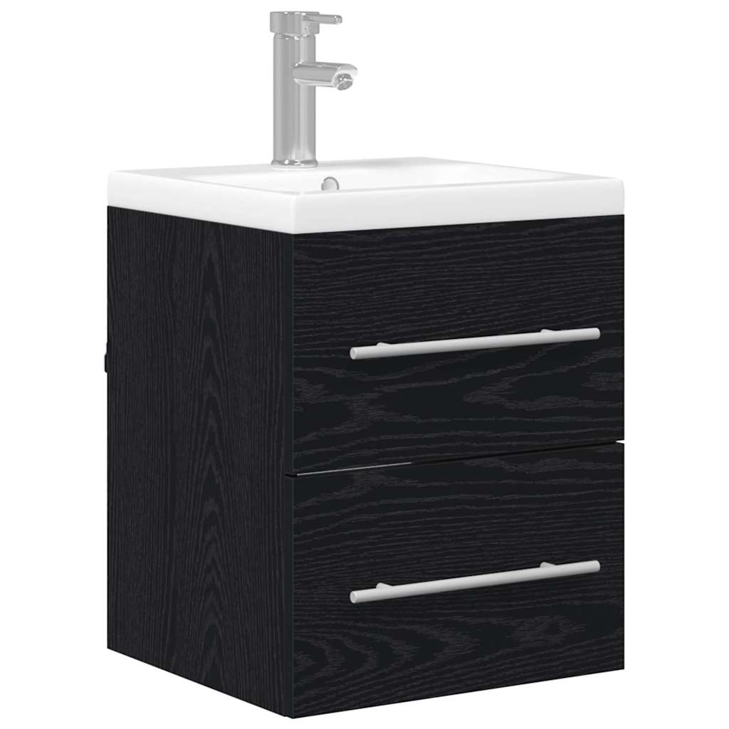 Waschbeckenschrank Schwarz Eichen-Optik 41 x 38,5 x 48 cm