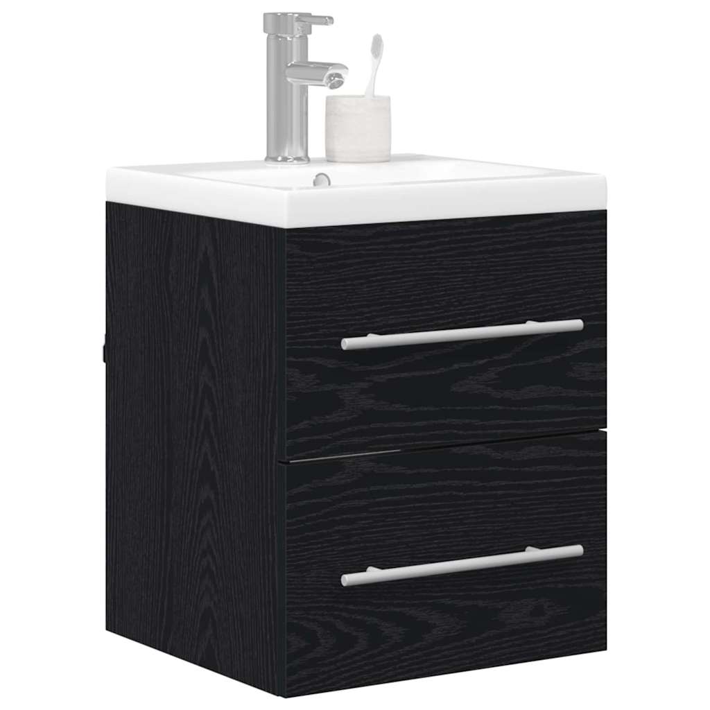 Waschbeckenschrank Schwarz Eichen-Optik 41 x 38,5 x 48 cm