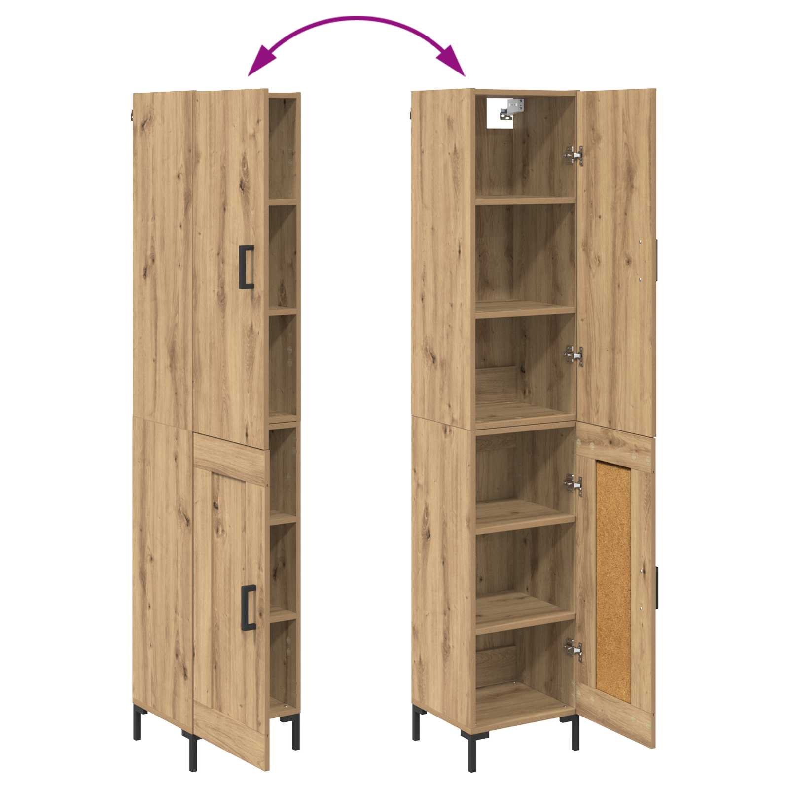 Highboard Artisan-Eiche 34,5 x 34 x 180 cm Holzwerkstoff