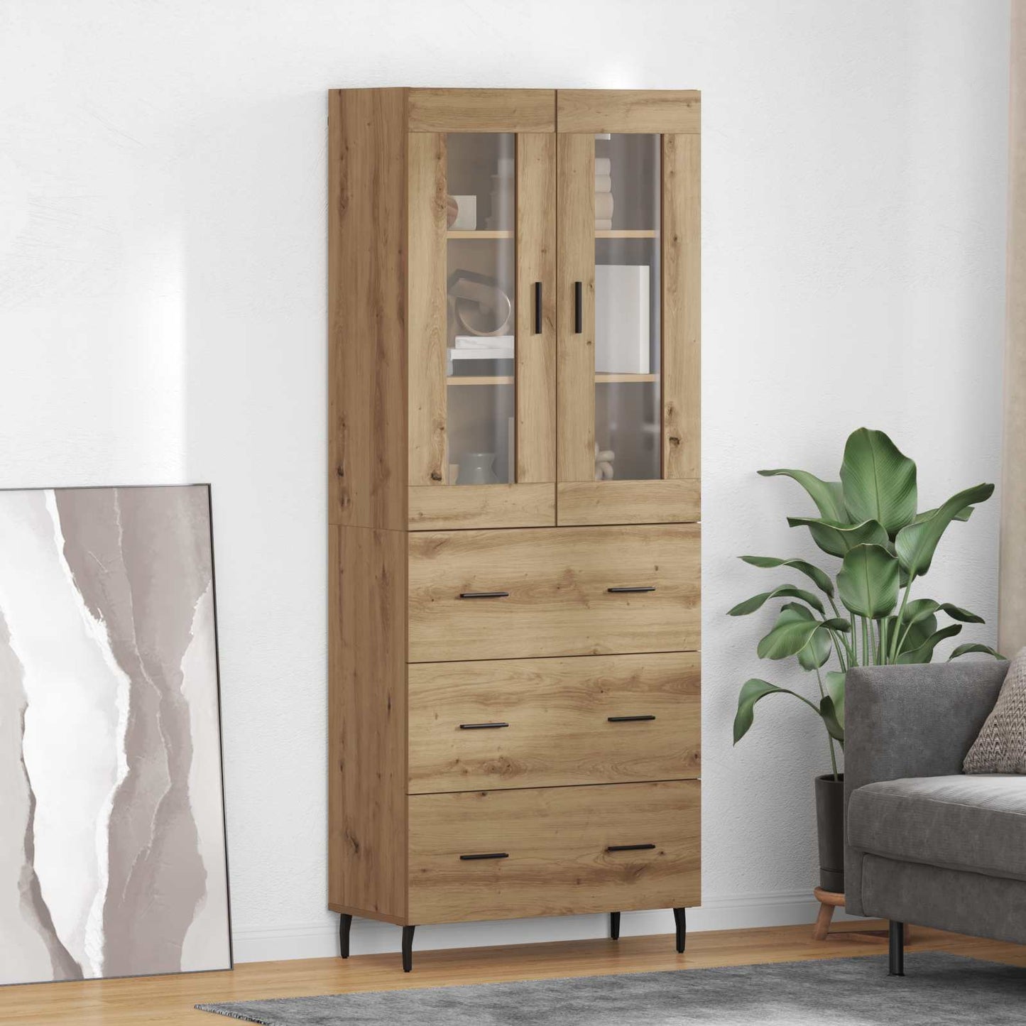 Highboard 2 stk. Artisan-Eiche 69,5 x 34 x 180 cm Holzwerkstoff