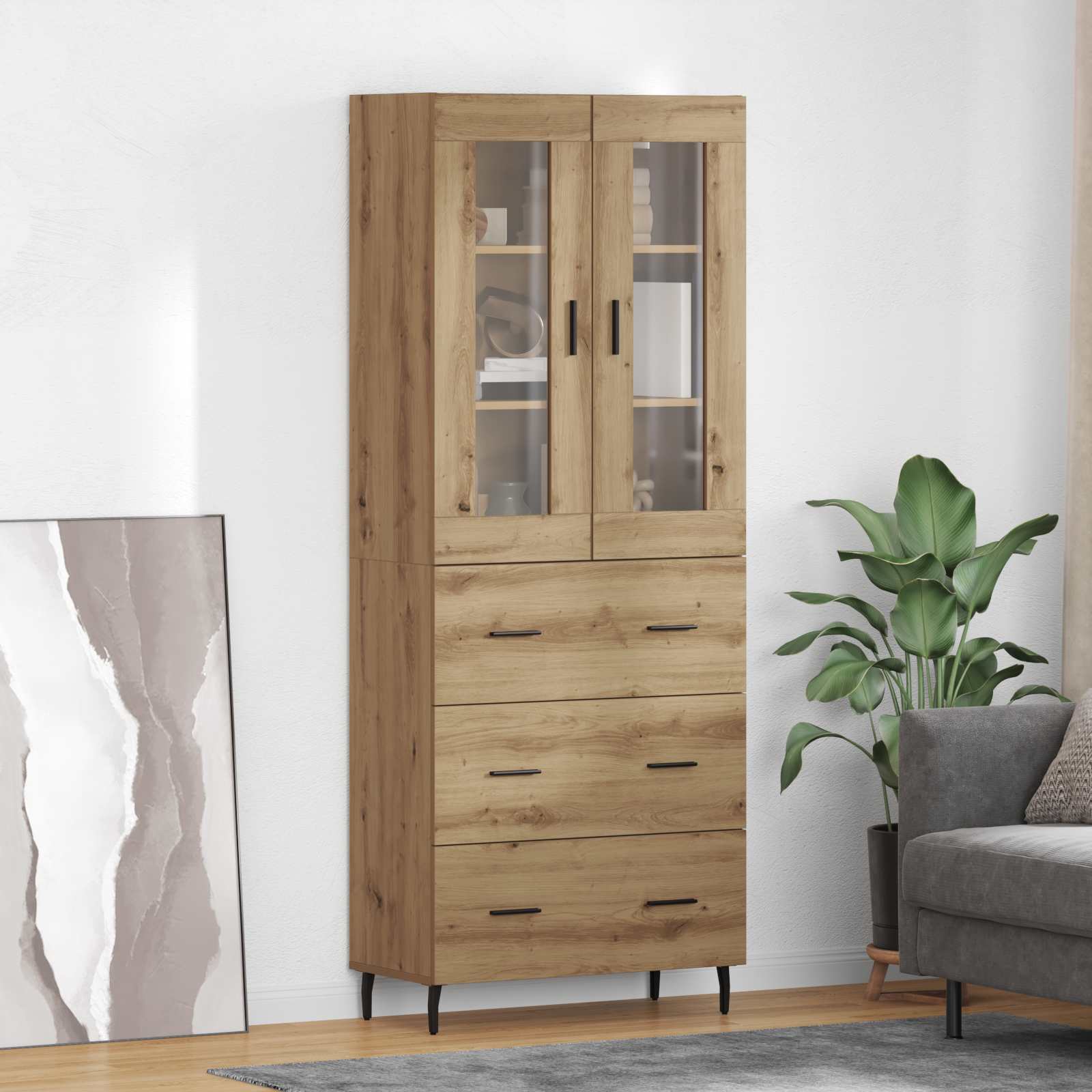 Highboard 2 stk. Artisan-Eiche 69,5 x 34 x 180 cm Holzwerkstoff
