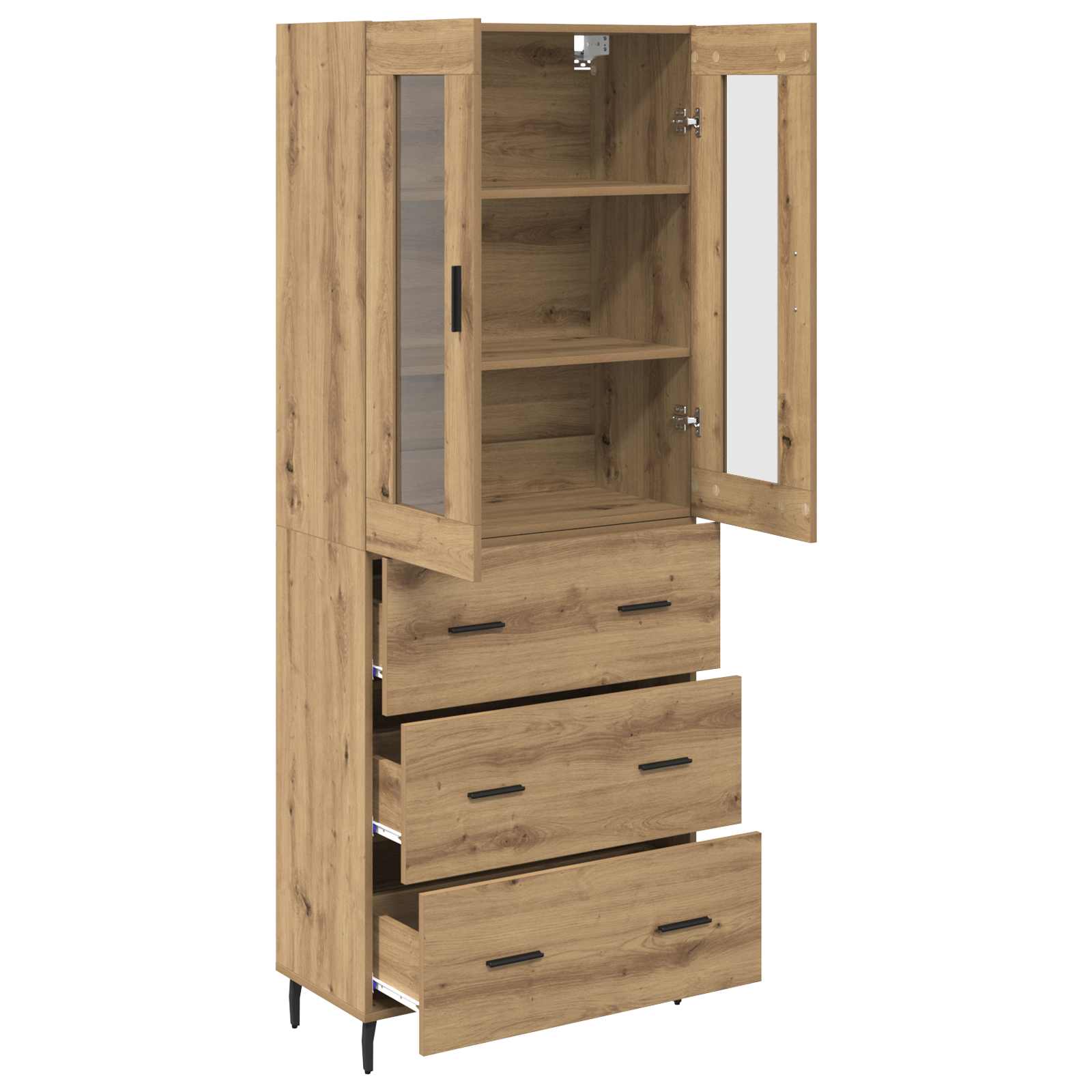 Highboard 2 stk. Artisan-Eiche 69,5 x 34 x 180 cm Holzwerkstoff