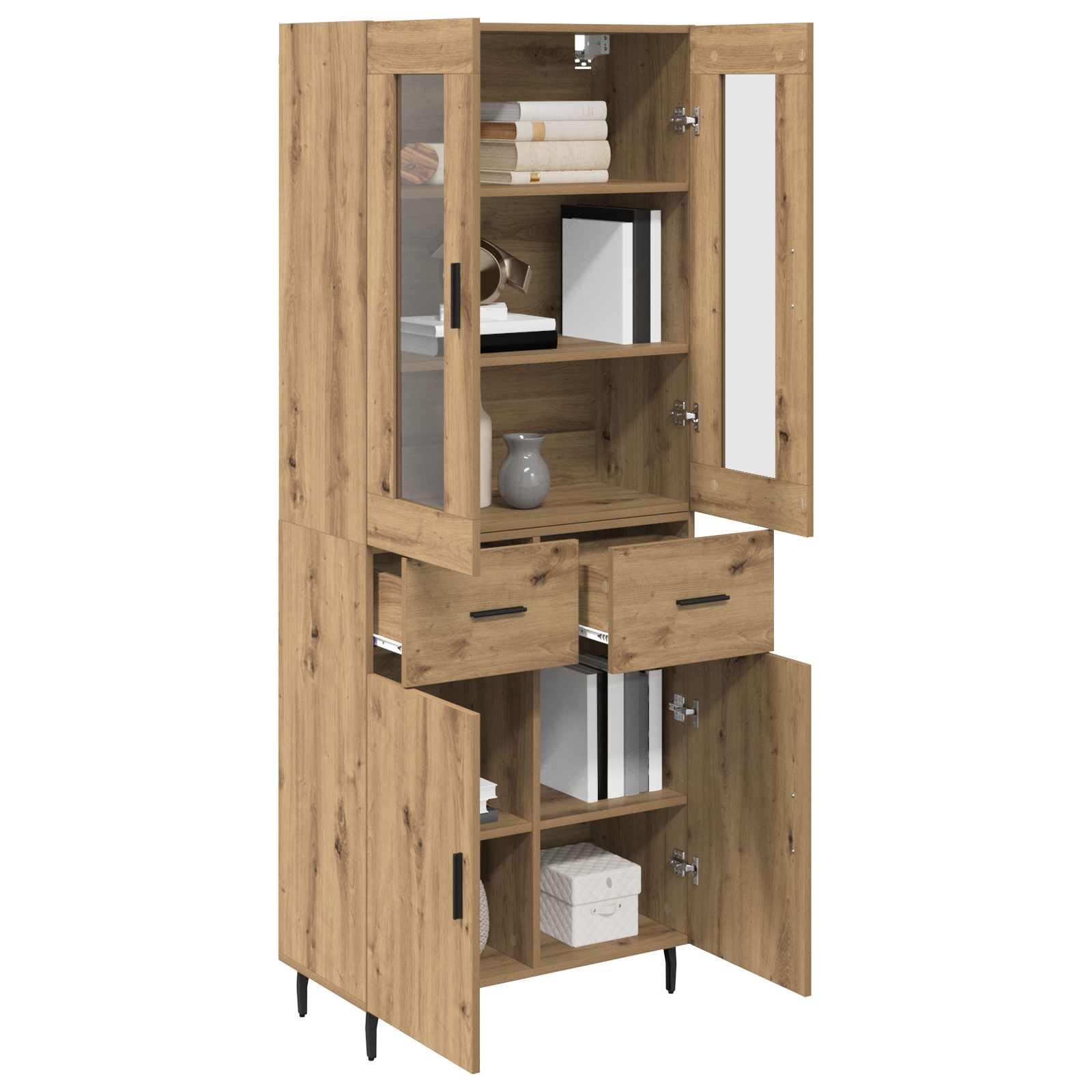 Highboard 2 stk. Artisan-Eiche 69,5 x 34 x 180 cm Holzwerkstoff