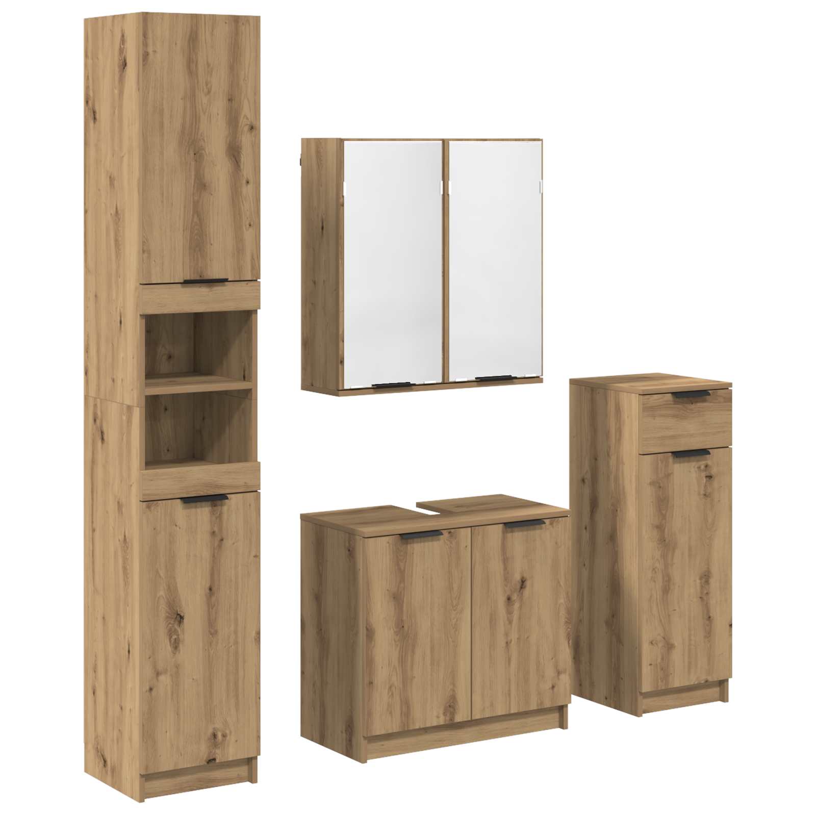 Badezimmermöbel-Set 4 Stk. Artisan-Eiche 64,5 x 33,5 x 59 cm