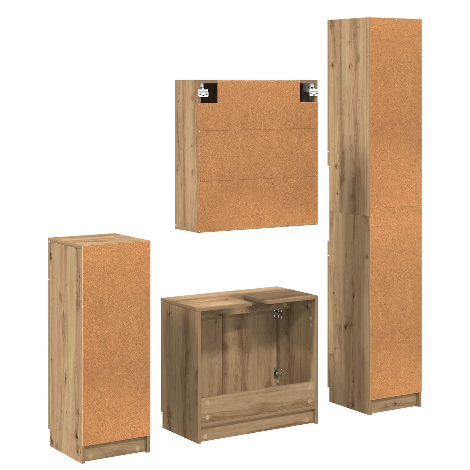 Badezimmermöbel-Set 4 Stk. Artisan-Eiche 64,5 x 33,5 x 59 cm