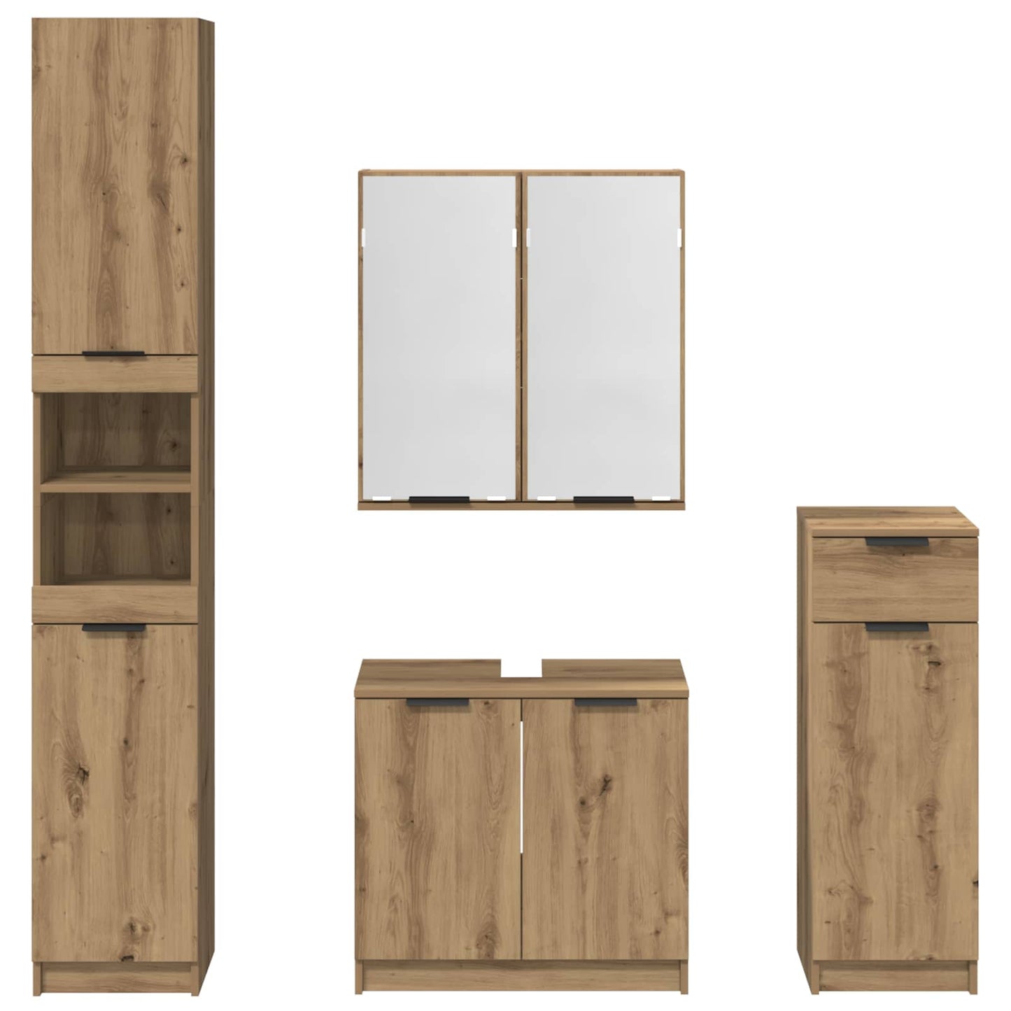 Badezimmermöbel-Set 4 Stk. Artisan-Eiche 64,5 x 33,5 x 59 cm