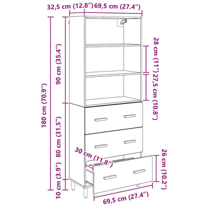 Highboard Artisan-Eiche 69,5 x 32,5 x 180 cm Holzwerkstoff