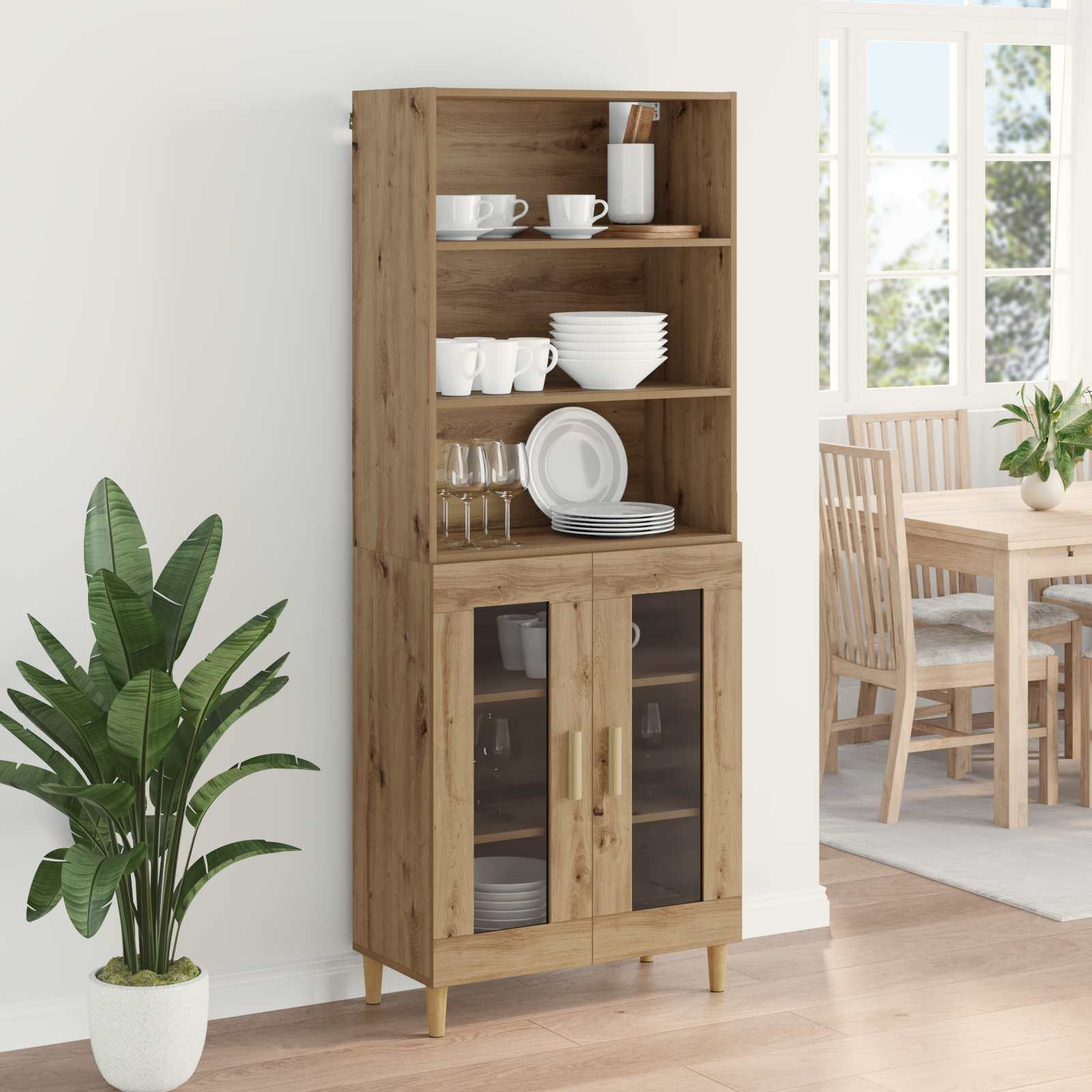 Highboard Artisan-Eiche 69,5 x 32,5 x 180 cm Holzwerkstoff