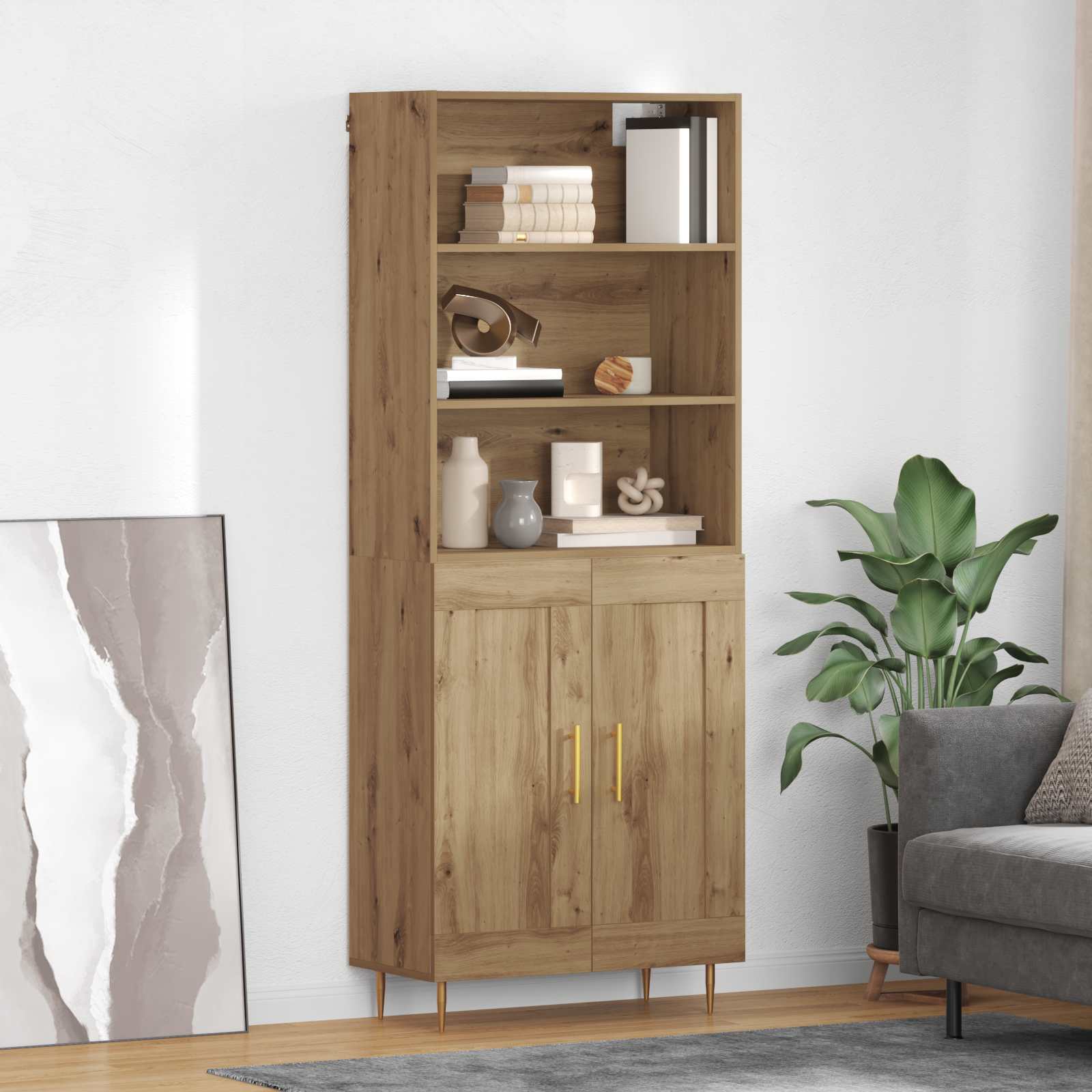 Highboard Artisan-Eiche 69,5 x 34 x 180 cm Holzwerkstoff