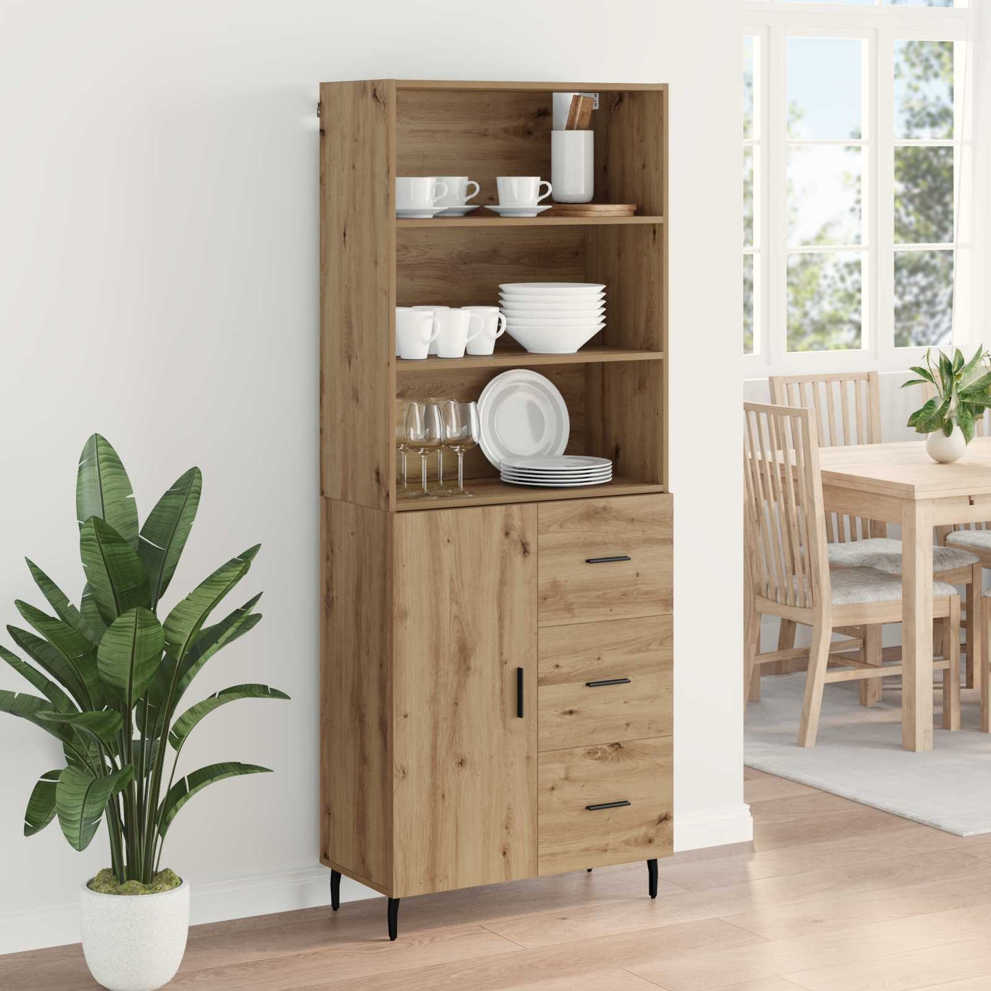 Highboard 2 stk. Artisan-Eiche 69,5 x 32,5 x 180 cm