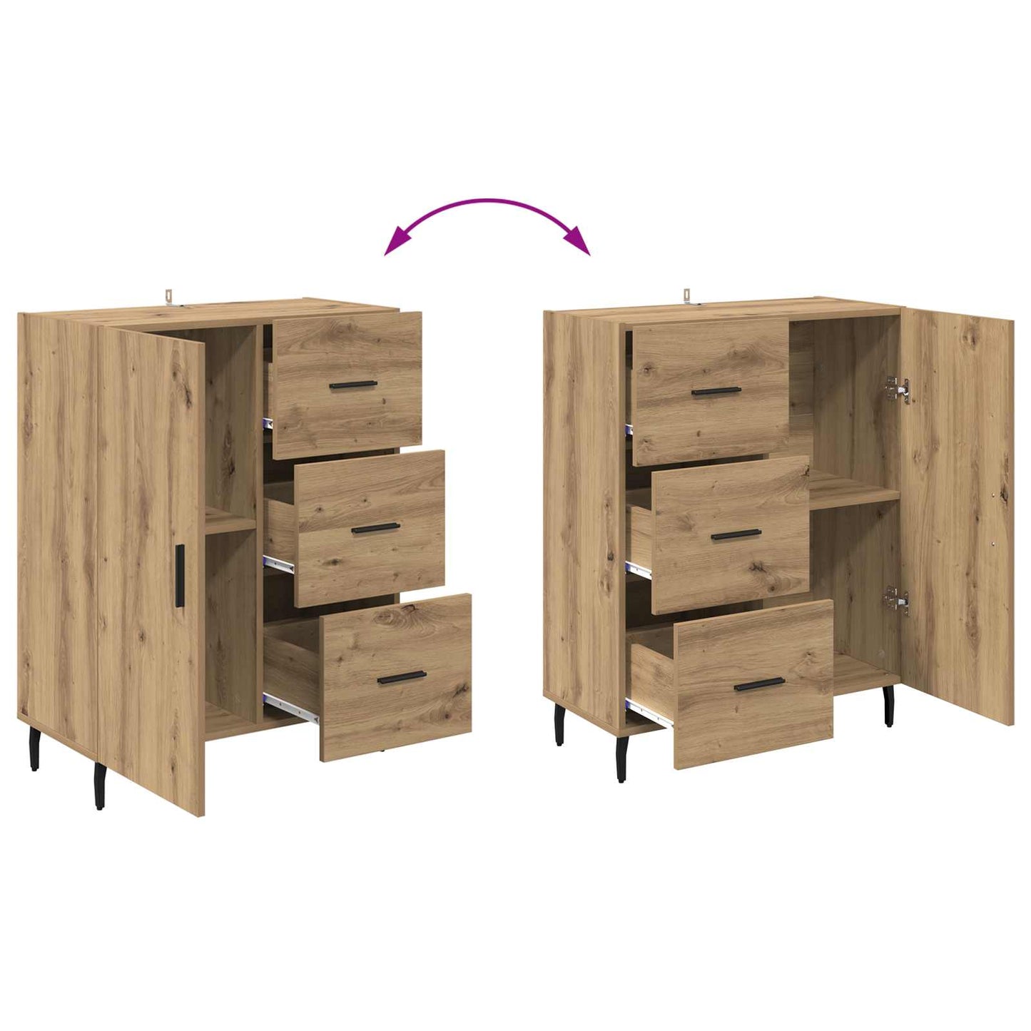 Highboard 2 stk. Artisan-Eiche 69,5 x 32,5 x 180 cm