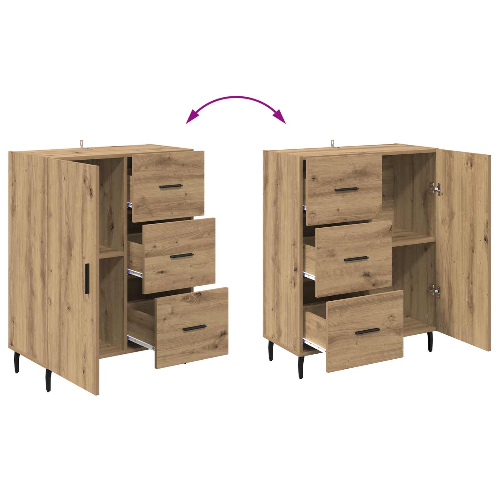 Highboard 2 stk. Artisan-Eiche 69,5 x 32,5 x 180 cm