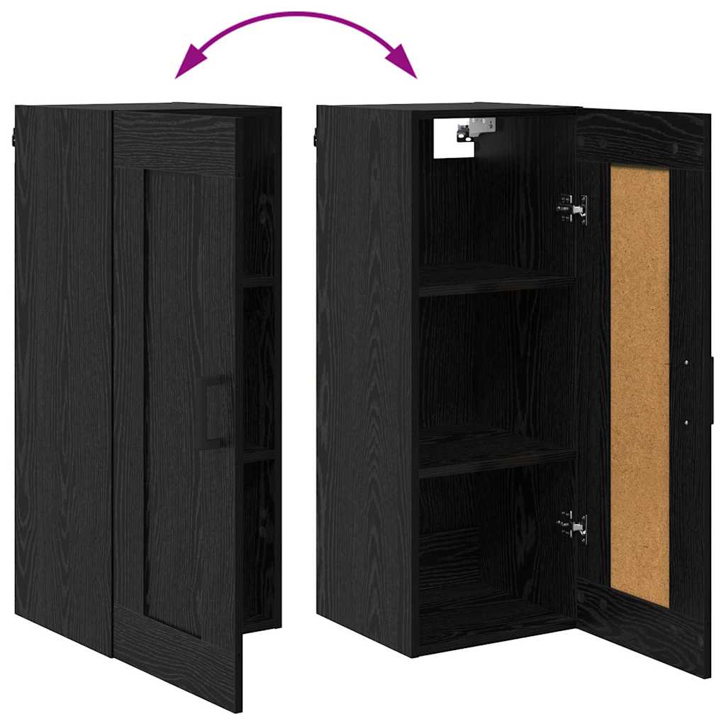Highboard Schwarz Eichen-Optik 34,5 x 34 x 180 cm Holzwerkstoff