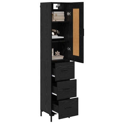 Highboard Schwarz Eichen-Optik 34,5 x 34 x 180 cm Holzwerkstoff