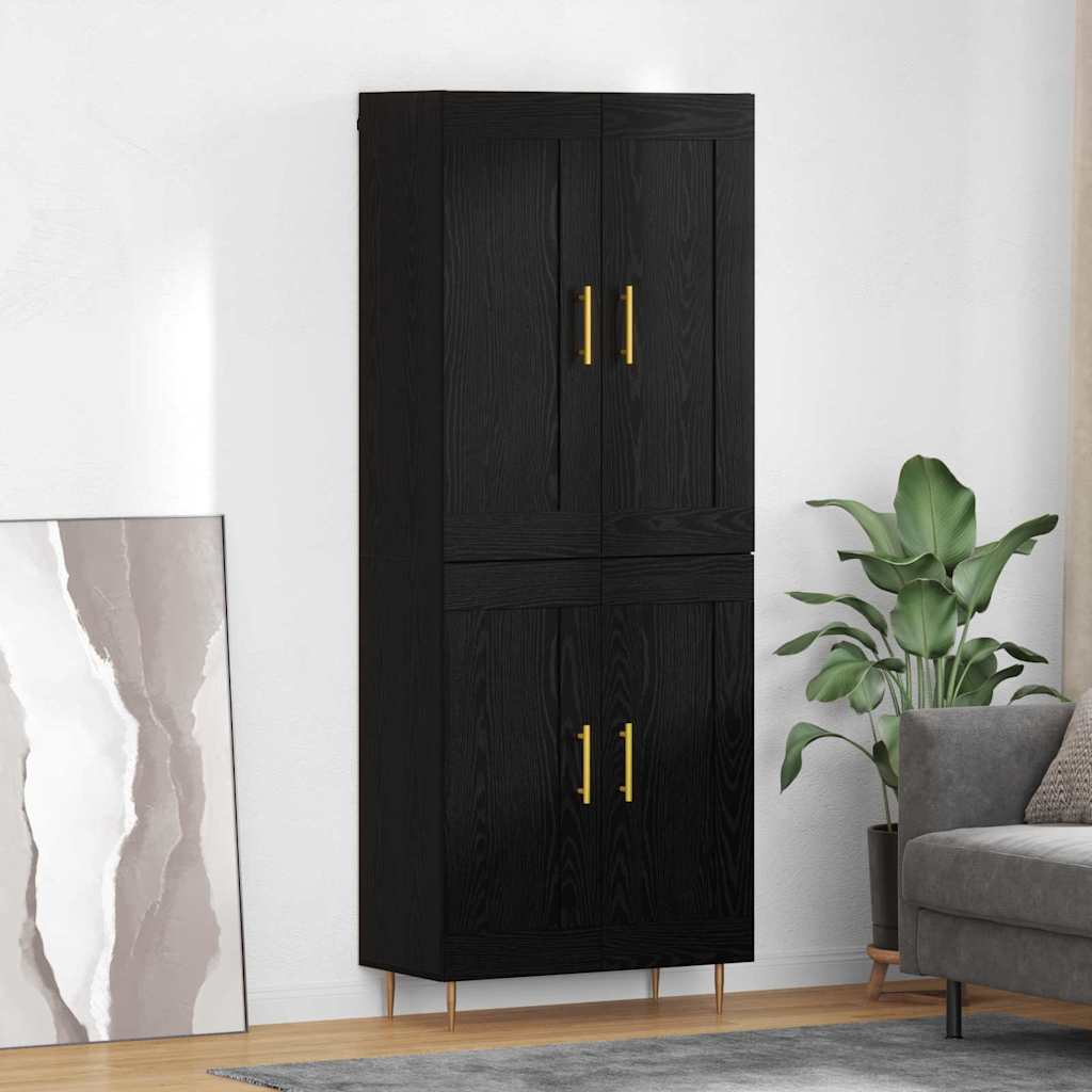 Highboard Schwarz Eichen-Optik 69,5 x 34 x 180 cm Holzwerkstoff