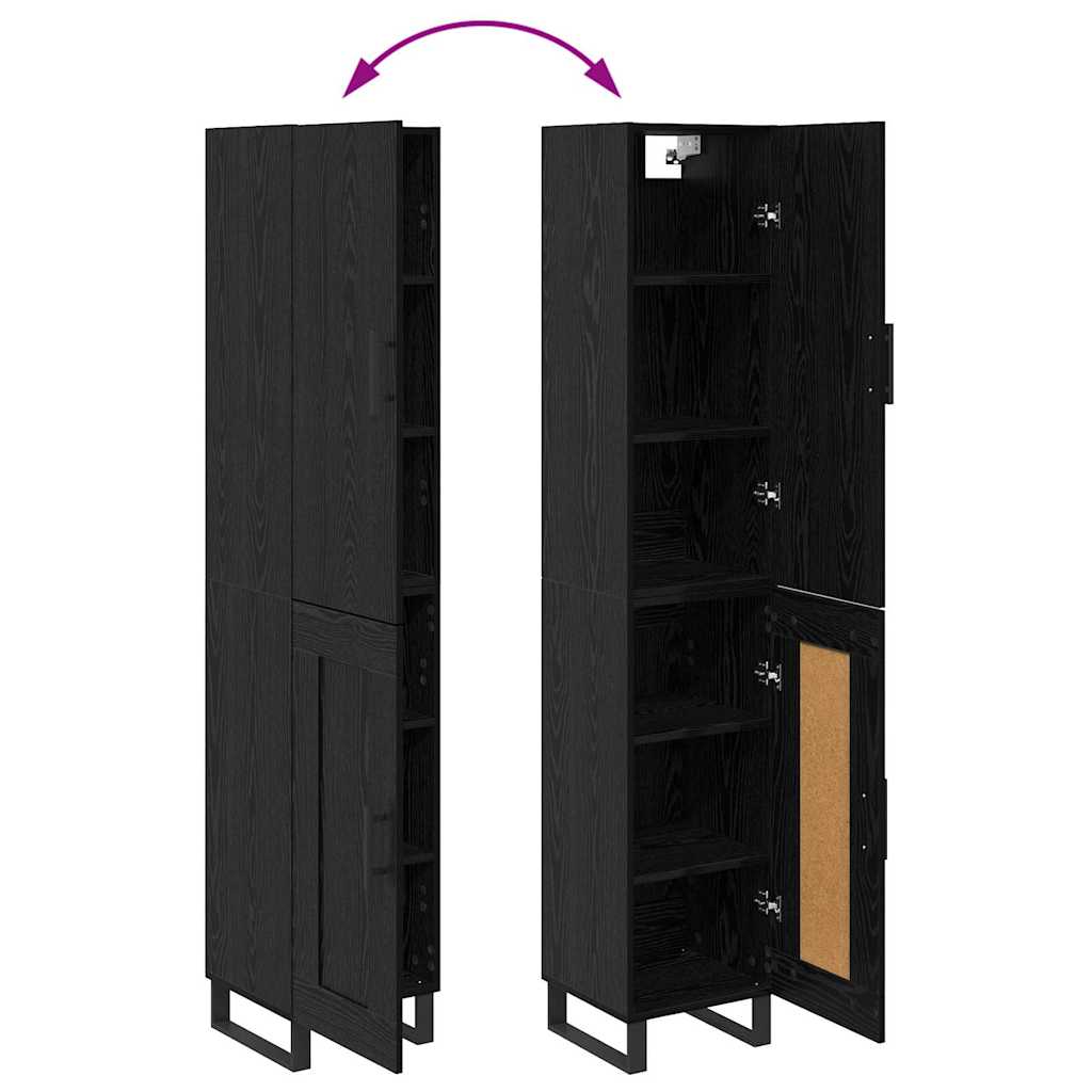 Highboard Schwarz Eichen-Optik 34,5 x 34 x 180 cm Holzwerkstoff