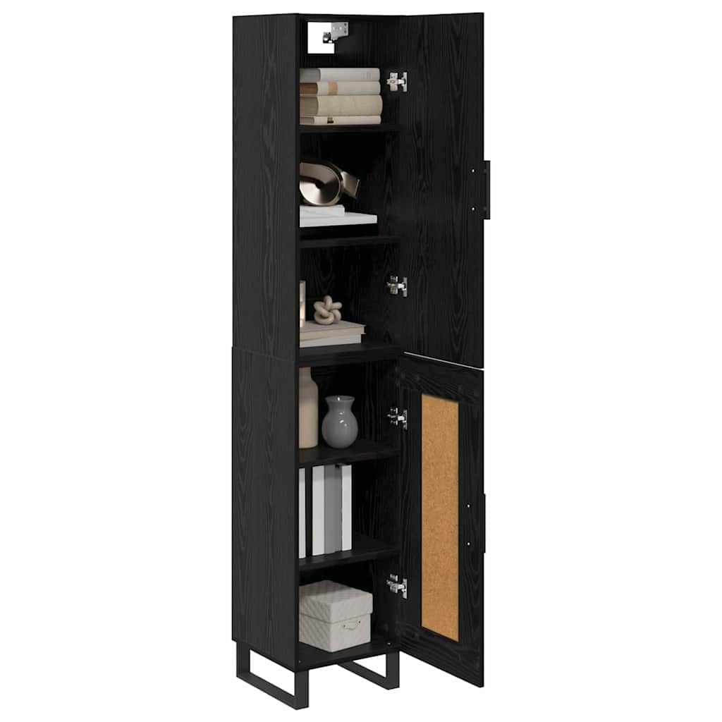 Highboard Schwarz Eichen-Optik 34,5 x 34 x 180 cm Holzwerkstoff