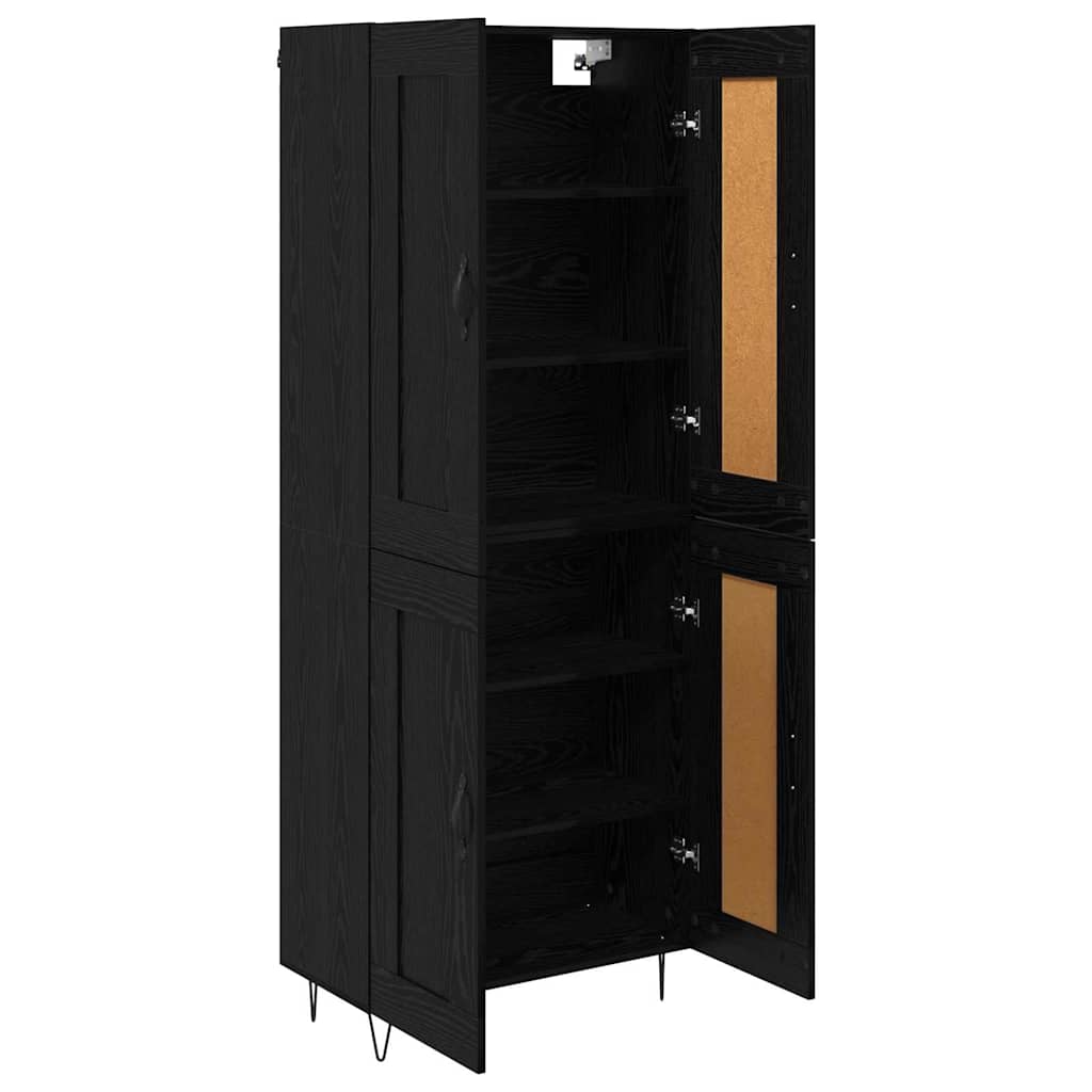 Highboard Schwarz Eichen-Optik 69,5 x 34 x 180 cm Holzwerkstoff