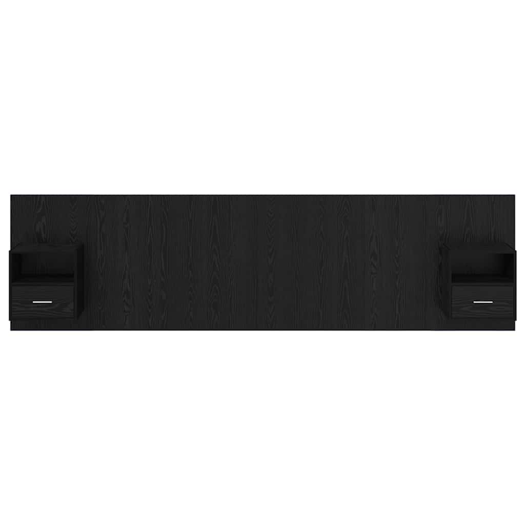 Kopfteil mit Schrank 3 stk. Schwarz Eichen-Optik Holzwerkstoff