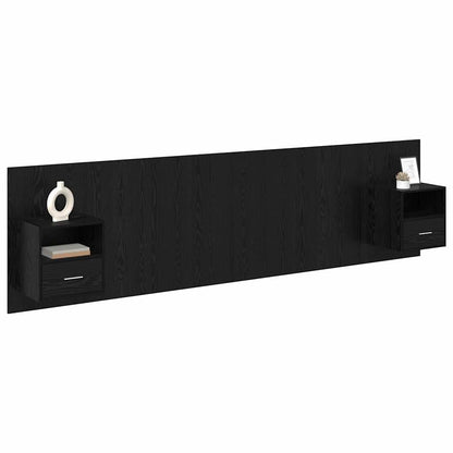 Kopfteil mit Schrank 3 stk. Schwarz Eichen-Optik Holzwerkstoff