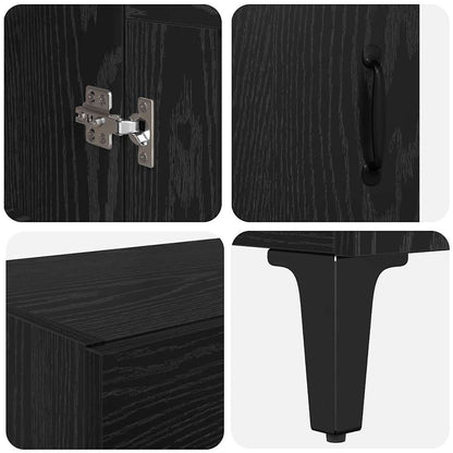 Highboard Schwarz Eichen-Optik 69,5 x 34 x 180 cm Holzwerkstoff