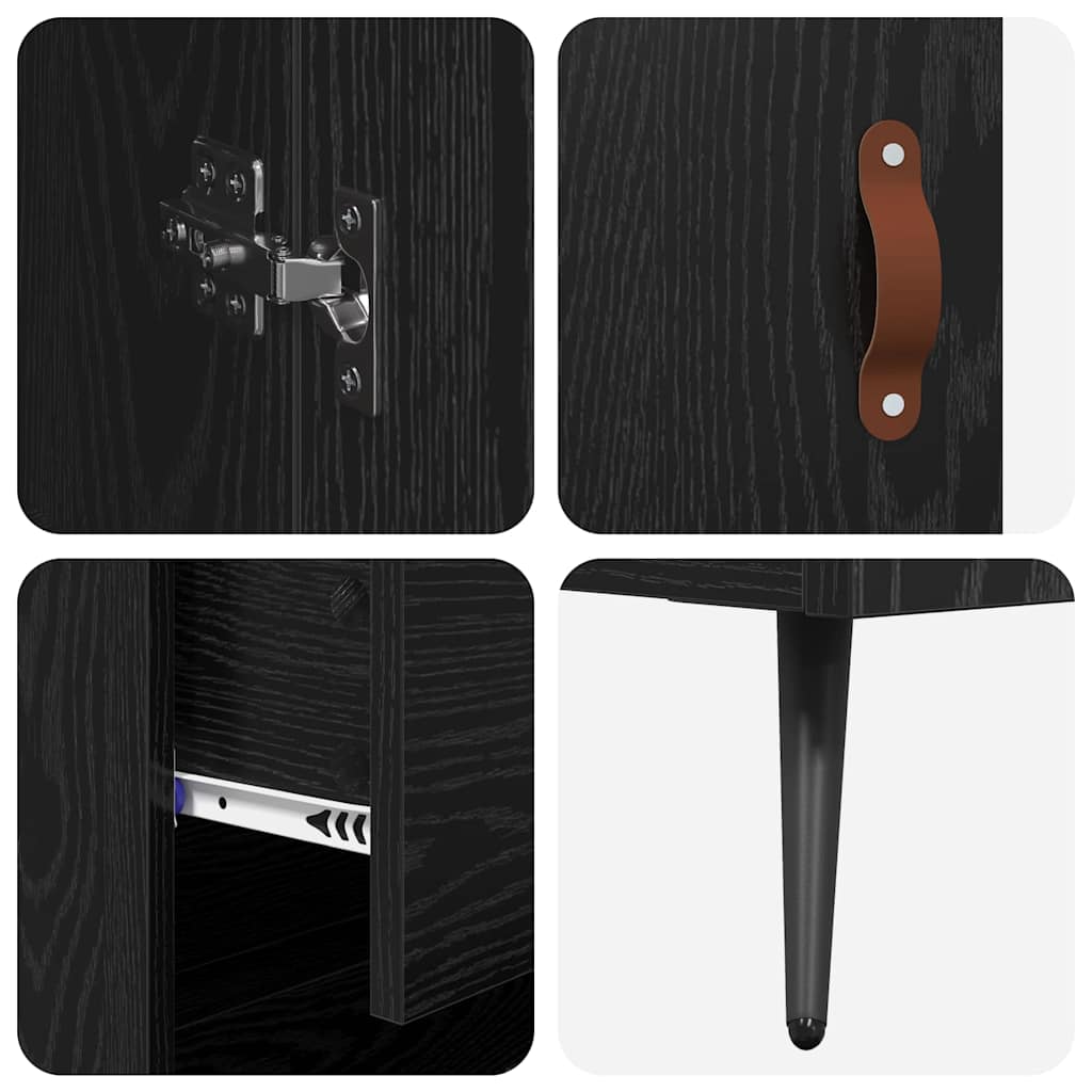 Highboard-Schrank mit Regal 2 stk. Schwarz Eichen-Optik