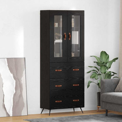 Highboard-Schrank mit Regal 2 stk. Schwarz Eichen-Optik