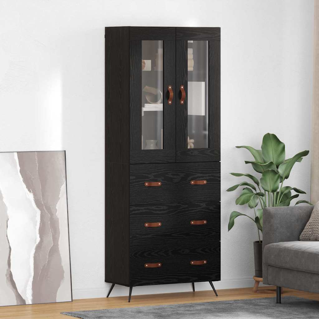 Highboard-Schrank mit Regal 2 stk. Schwarz Eichen-Optik