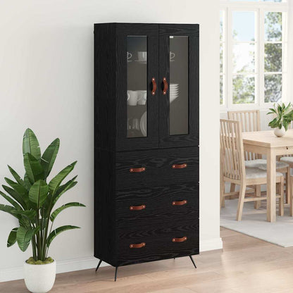 Highboard-Schrank mit Regal 2 stk. Schwarz Eichen-Optik