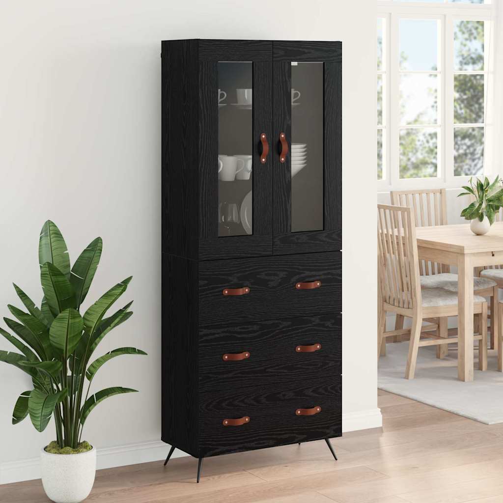 Highboard-Schrank mit Regal 2 stk. Schwarz Eichen-Optik
