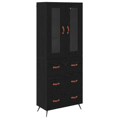 Highboard-Schrank mit Regal 2 stk. Schwarz Eichen-Optik