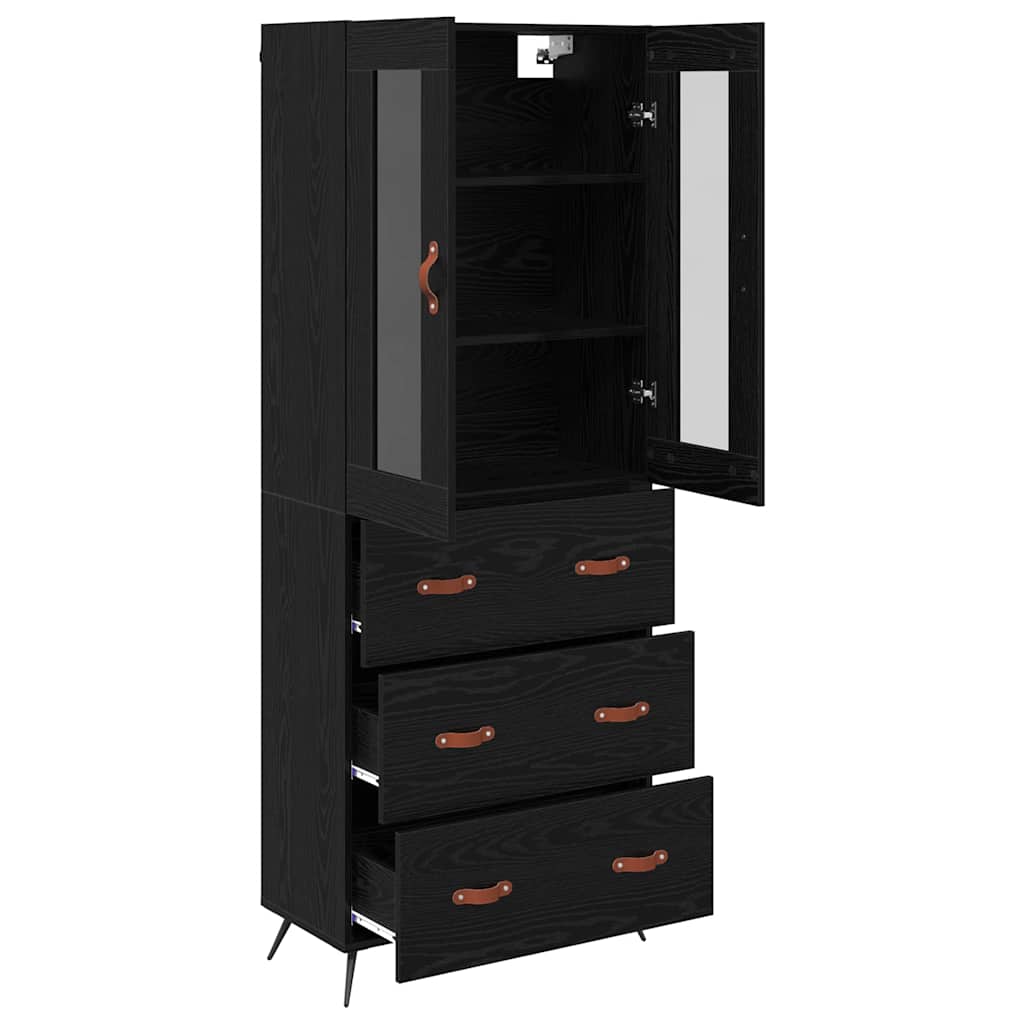 Highboard-Schrank mit Regal 2 stk. Schwarz Eichen-Optik