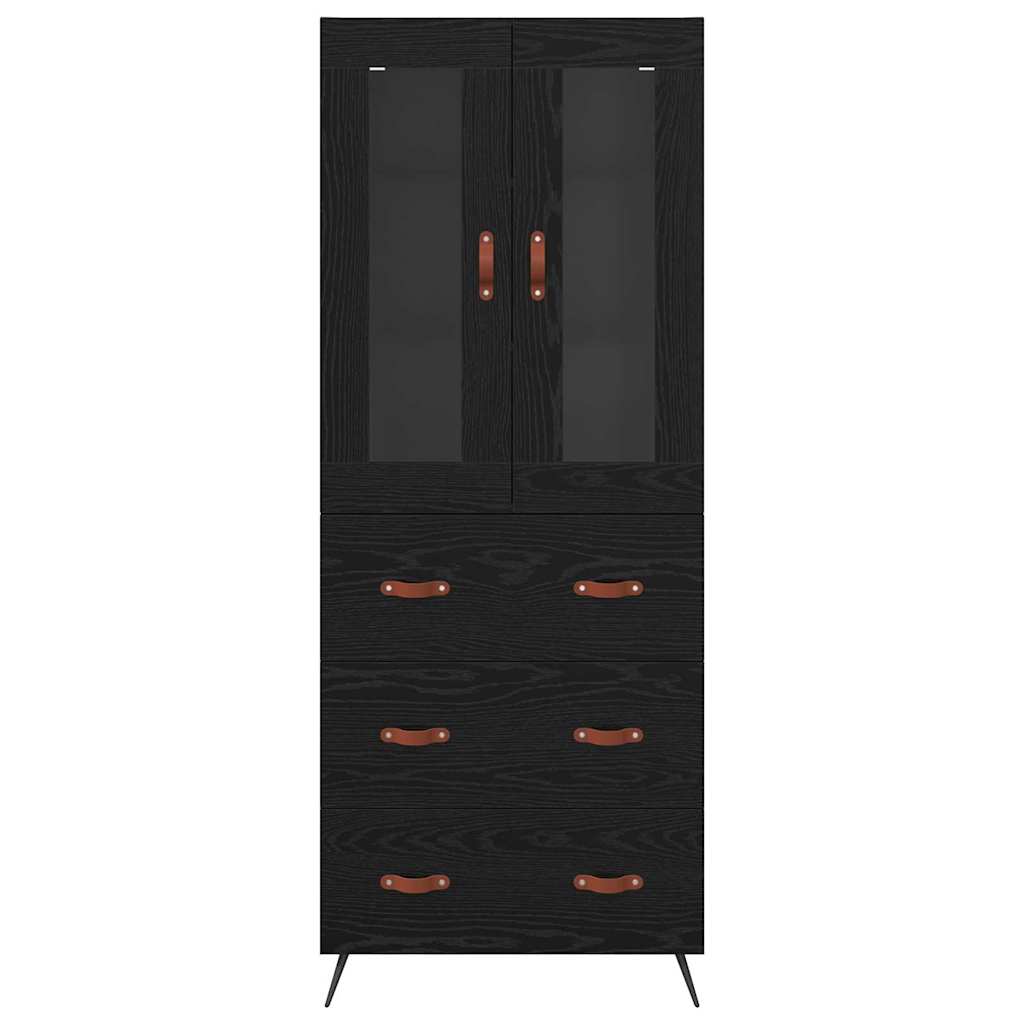 Highboard-Schrank mit Regal 2 stk. Schwarz Eichen-Optik
