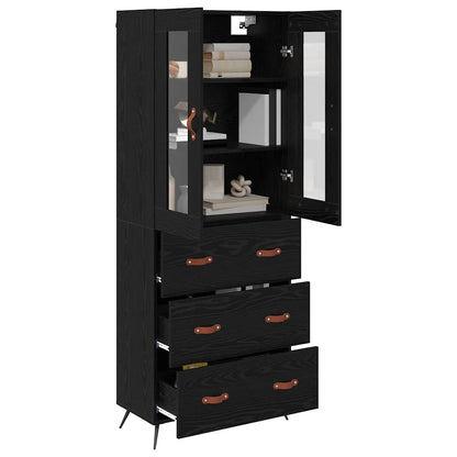 Highboard-Schrank mit Regal 2 stk. Schwarz Eichen-Optik