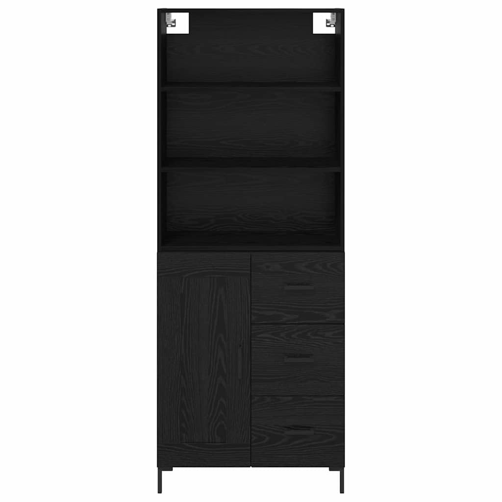 Highboard Schwarz Eichen-Optik 69,5 x 34 x 180 cm Holzwerkstoff