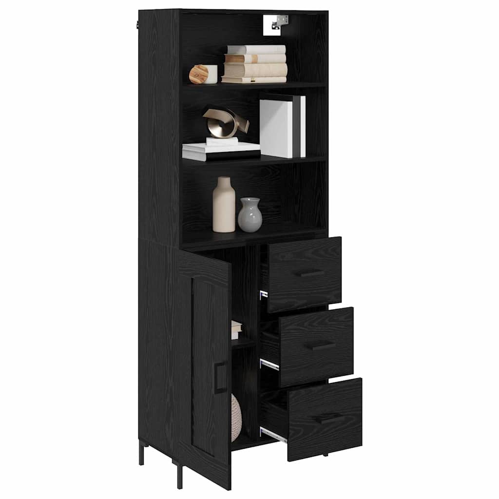 Highboard Schwarz Eichen-Optik 69,5 x 34 x 180 cm Holzwerkstoff