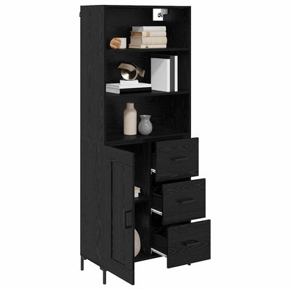 Highboard Schwarz Eichen-Optik 69,5 x 34 x 180 cm Holzwerkstoff