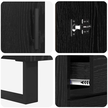 Highboard 2 stk. Schwarz Eichen-Optik 69,5 x 34 x 180 cm
